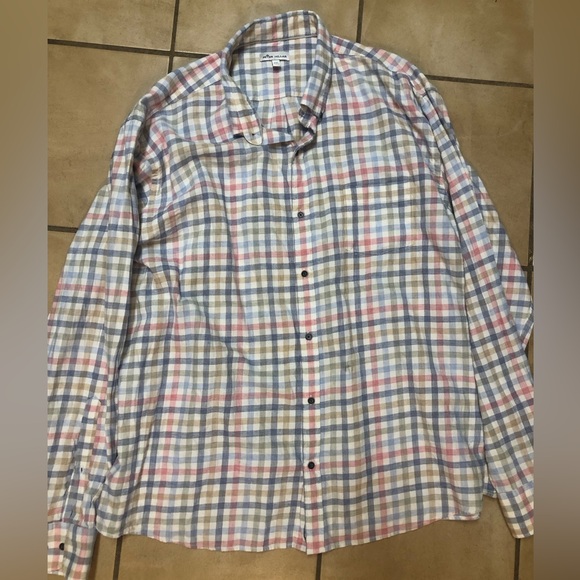 Peter Millar mens XXL long sleeve button shirt checkered plaid - Picture 2 of 6